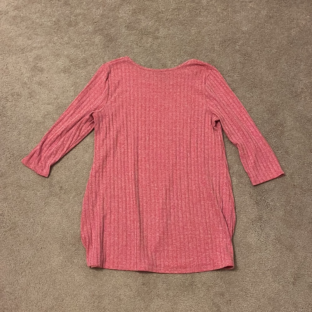 Pink Ribbed 3/4 Length Shirt - Picture 3 of 3